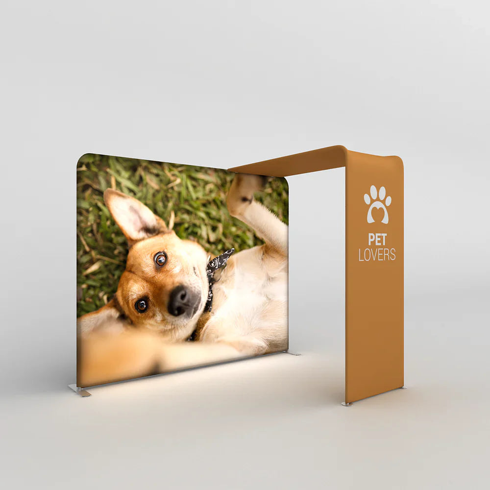 Trade show canopy display featuring large dog image and pet lovers branding for exhibitions and events