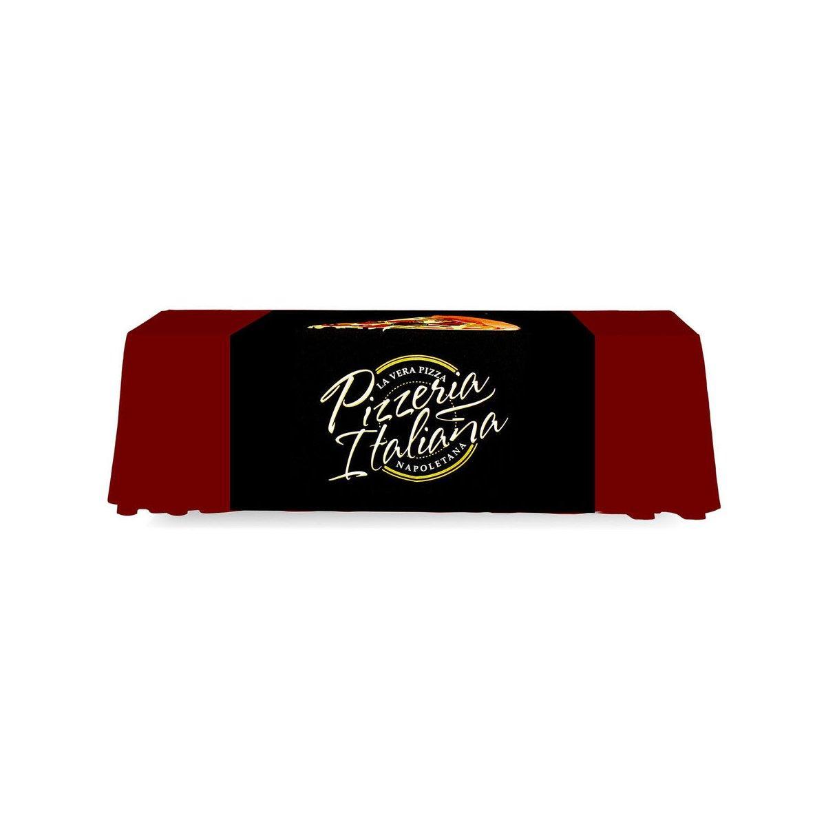 Trade show table runner with Pizzeria Italiana logo for exhibitions and promotional events