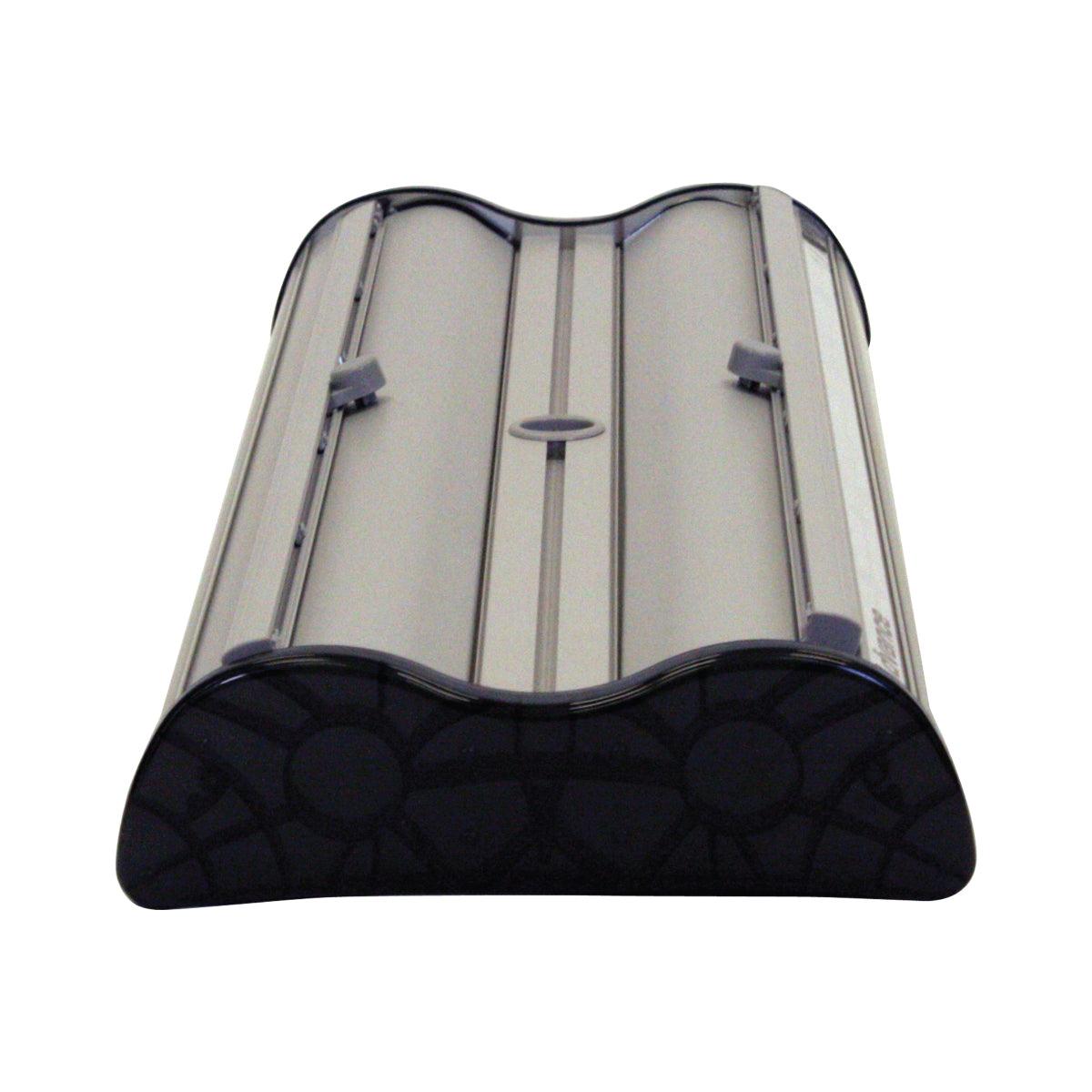 Compact double-sided banner stand case for easy transport and setup at trade shows and exhibitions