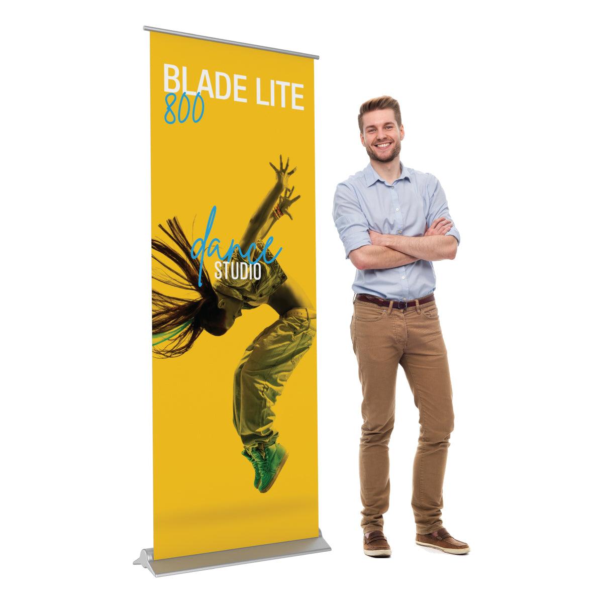Blade Lite 800 banner stand showcasing dance studio design, ideal for trade shows and exhibitions