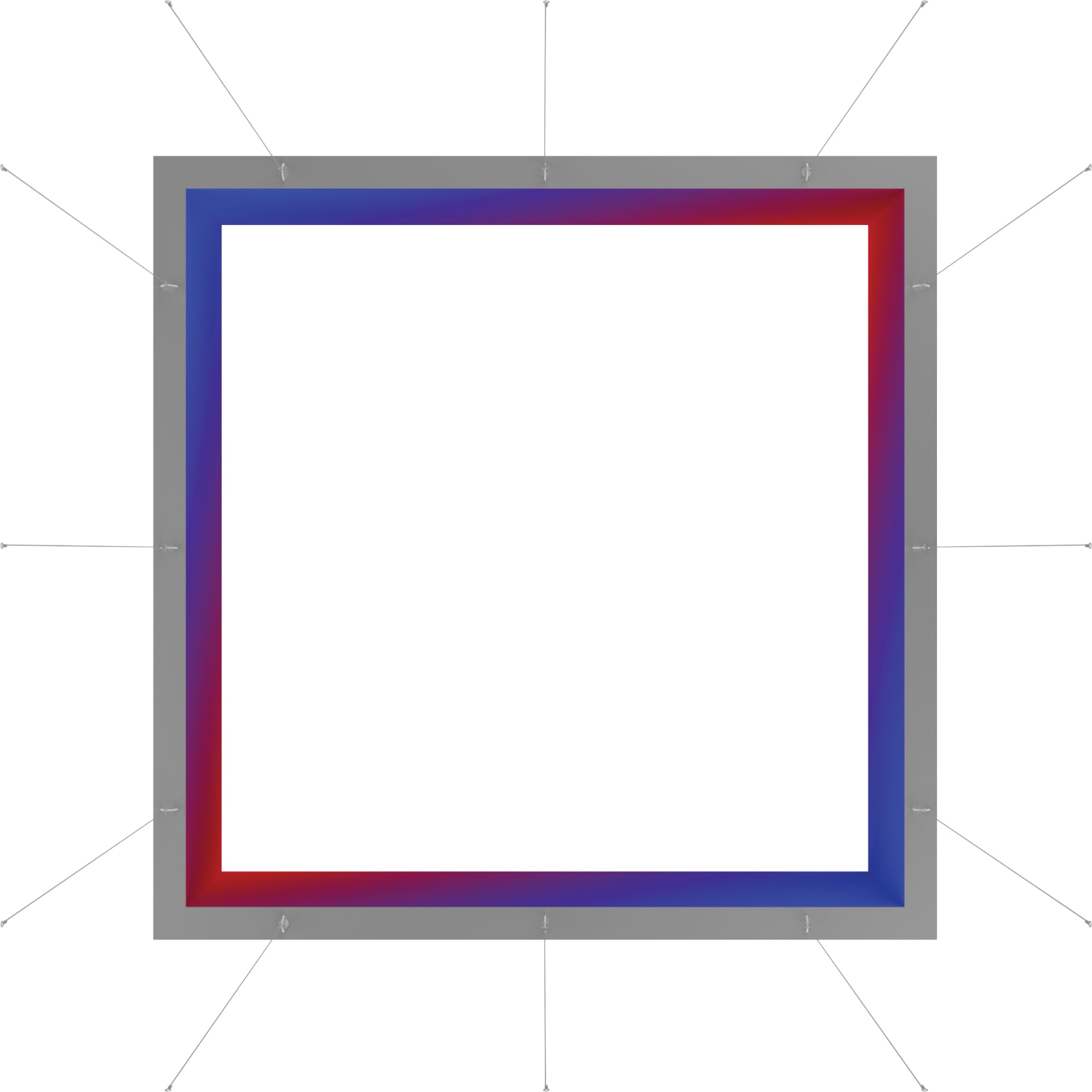 Square hanging light box frame with tension cables for trade shows and exhibitions