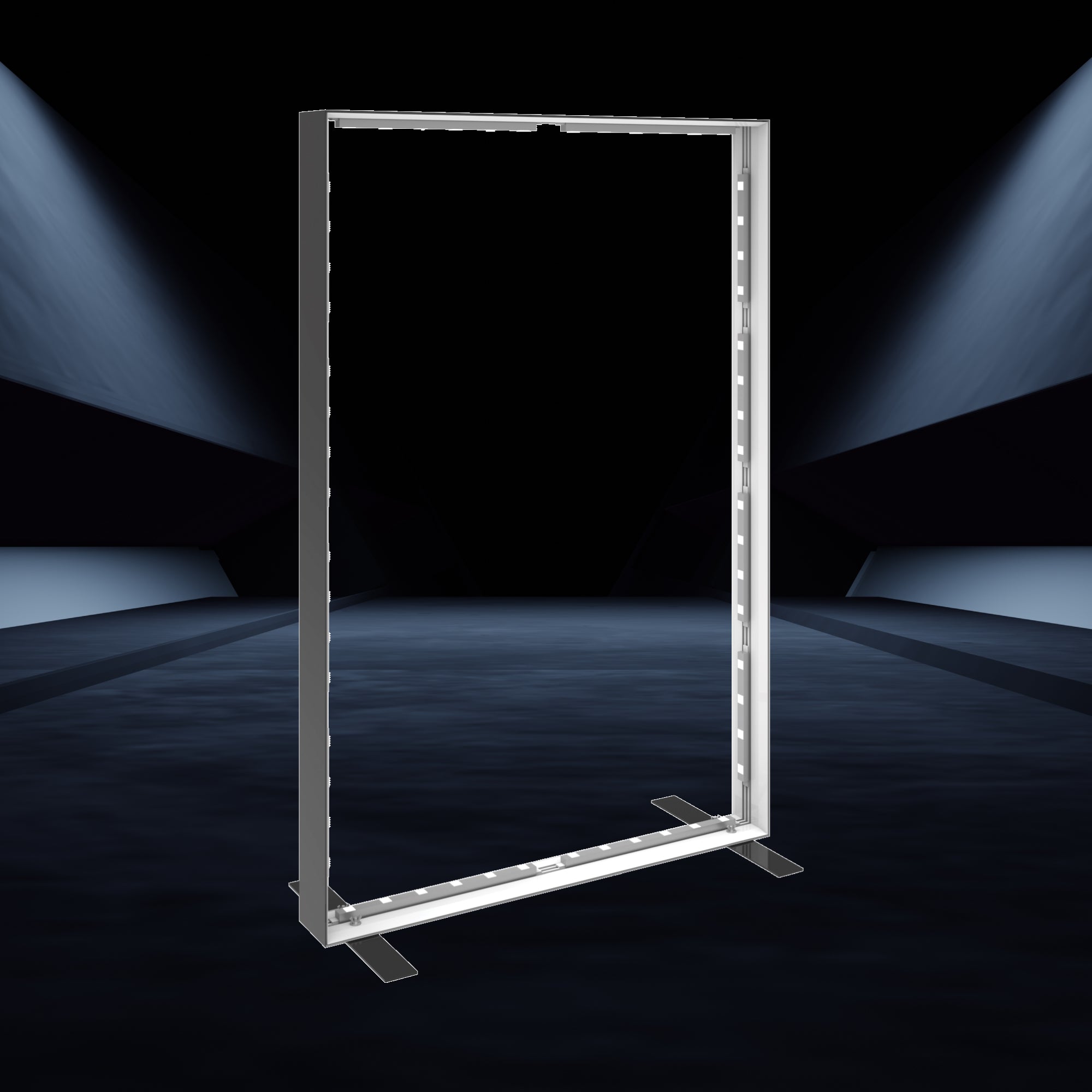 Freestanding illuminated display frame ideal for trade shows and special event exhibitions