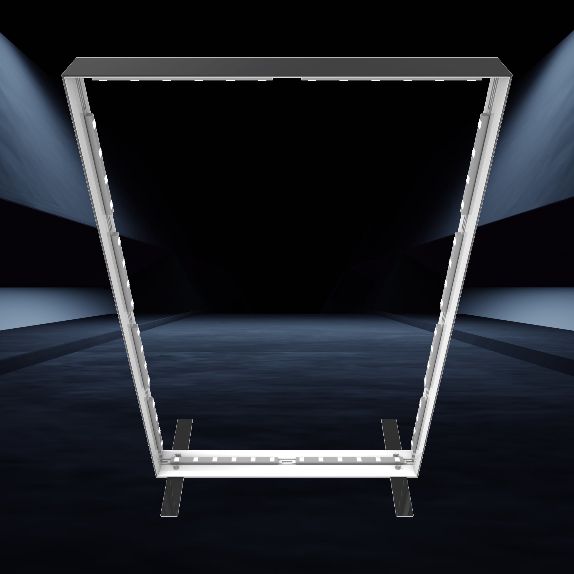 Illuminated lightweight frame display for trade shows and exhibitions with LED lighting