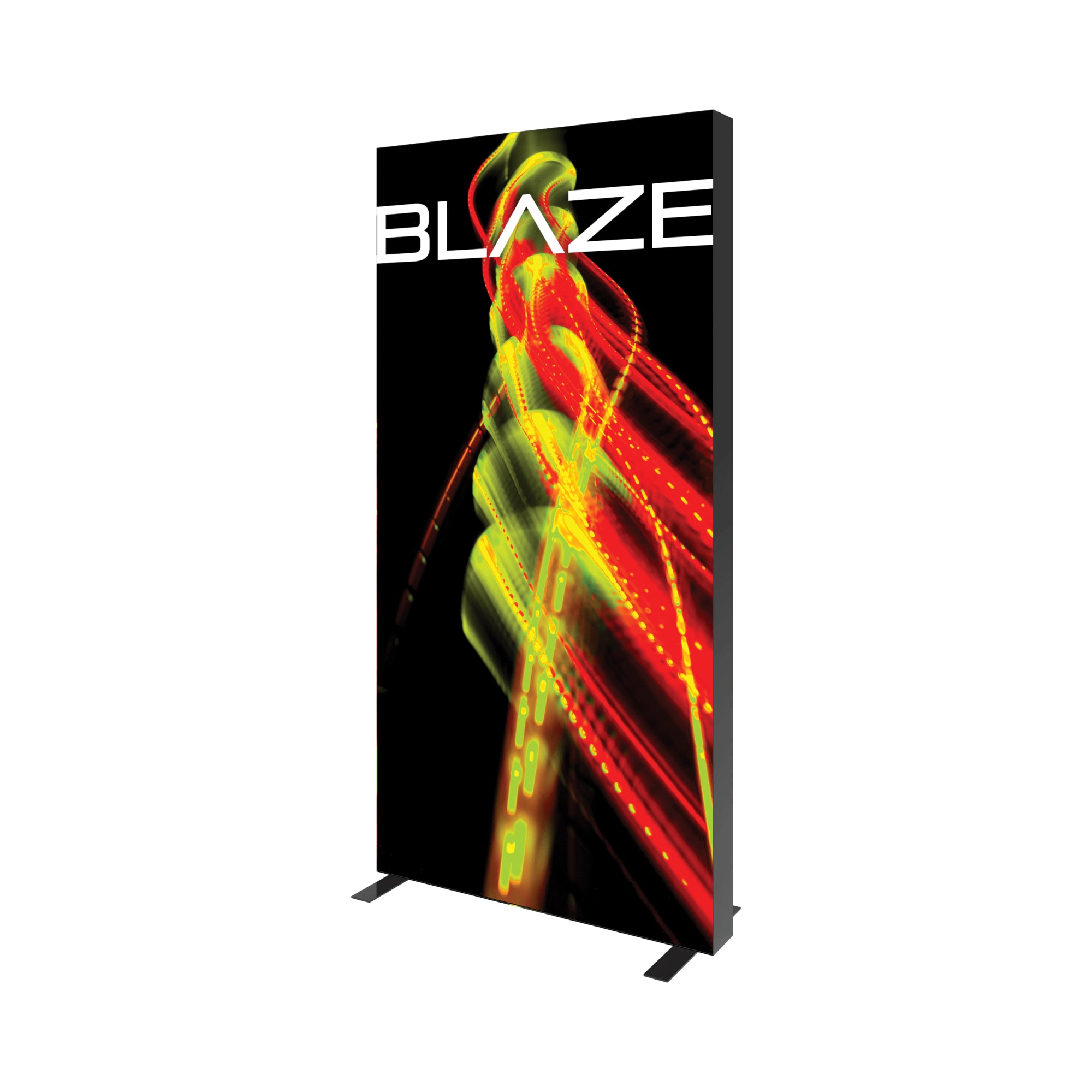 Freestanding light box display with dynamic abstract design for trade shows and exhibitions