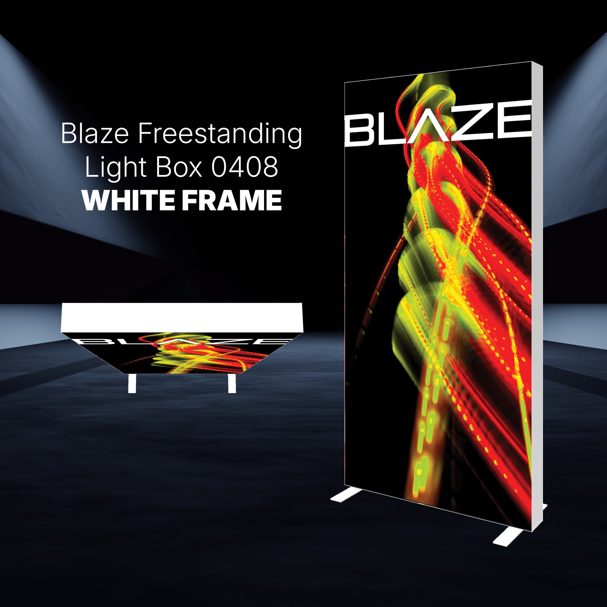 Freestanding light boxes with dynamic graphic display for trade show and event exhibitor branding