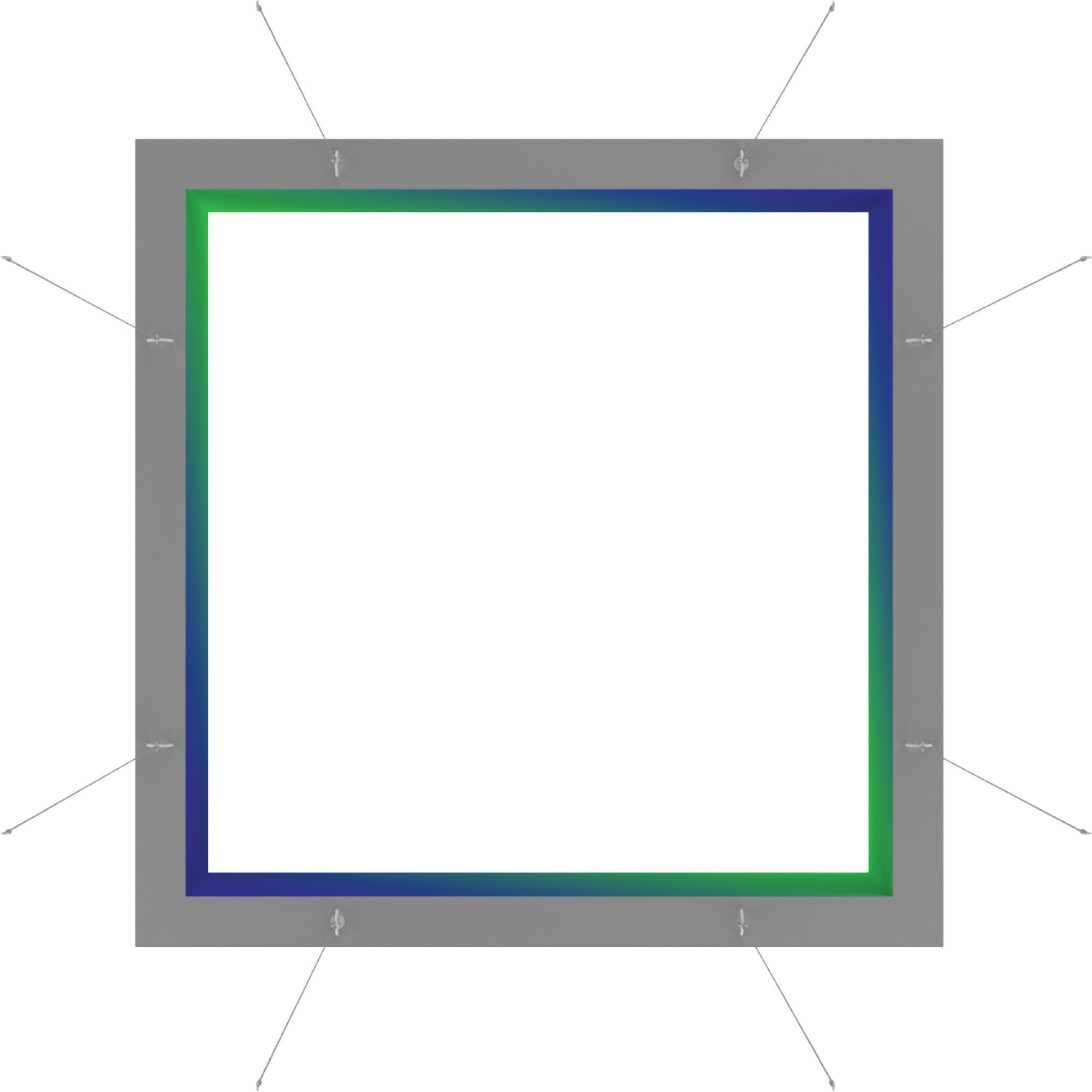 Hanging square light box with illuminated frame ideal for trade shows and exhibitions