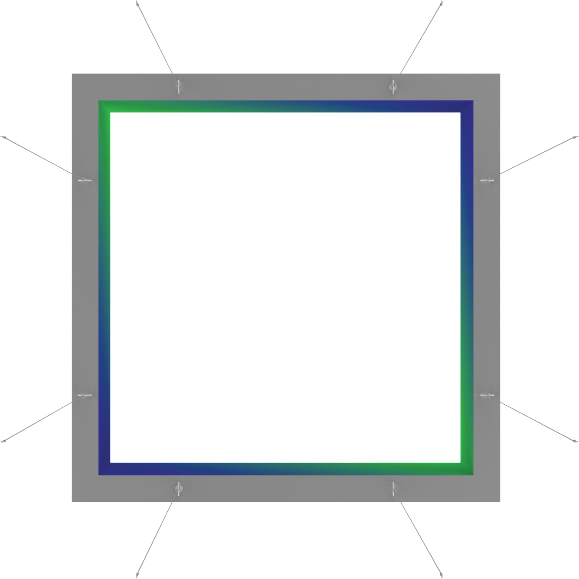 Hanging square light box with illuminated frame ideal for trade shows and exhibitions