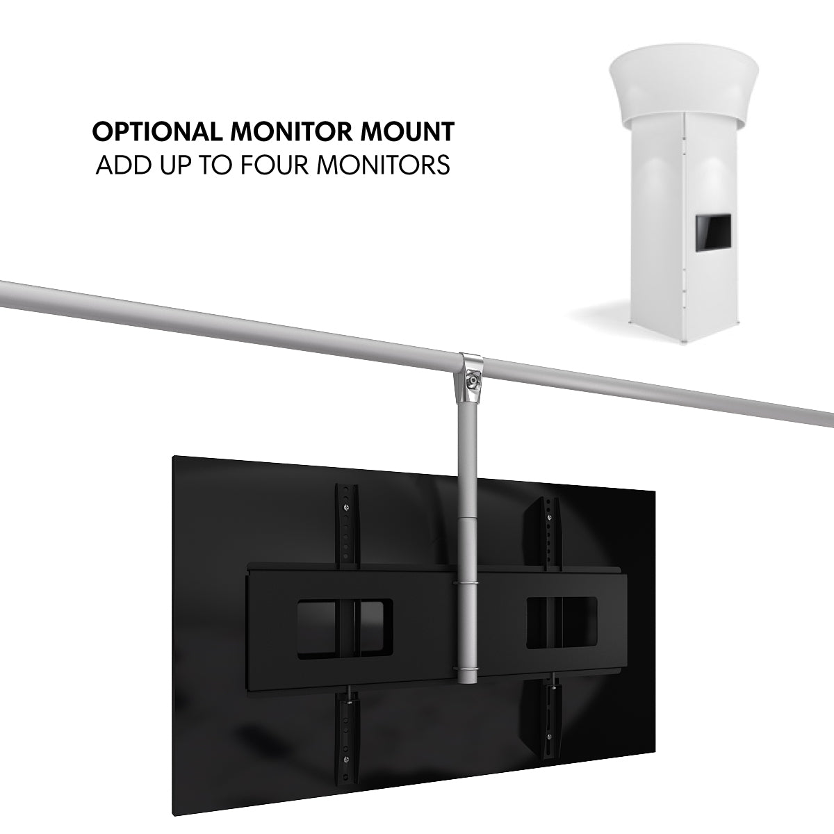 Optional monitor mount for up to four monitors on trade show display tower