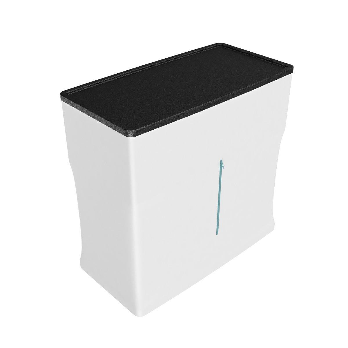 Trade show counter with fabric cover and hard top surface for exhibitions and special events