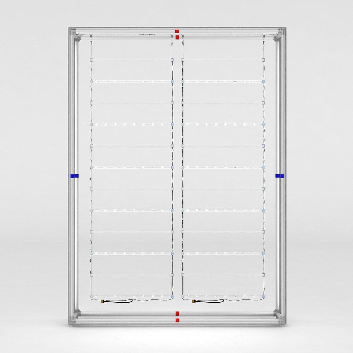 Backlit display frame with LED strips designed for trade shows, exhibitions, and special events