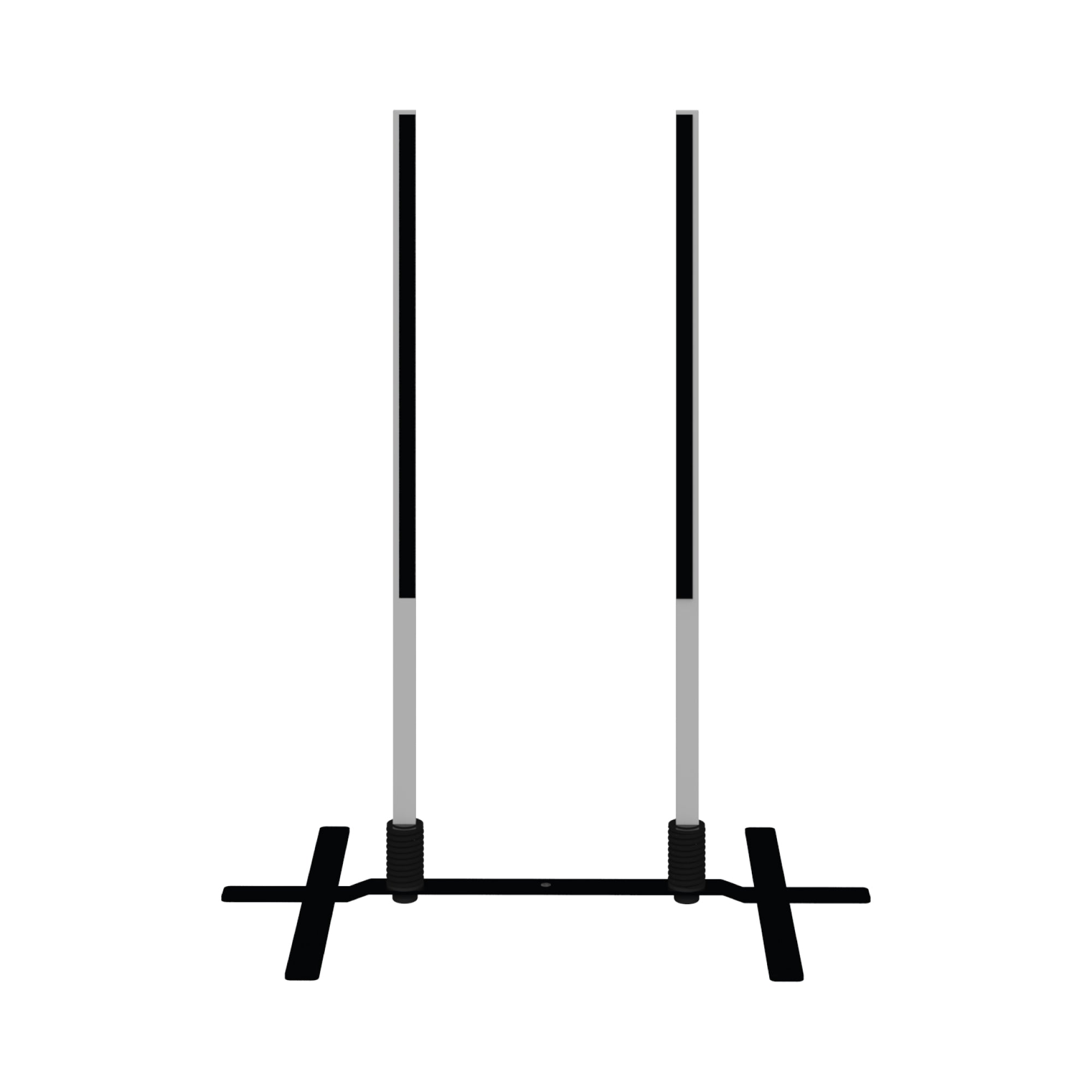 Sturdy base stand for trade show banners and displays with crossbar support