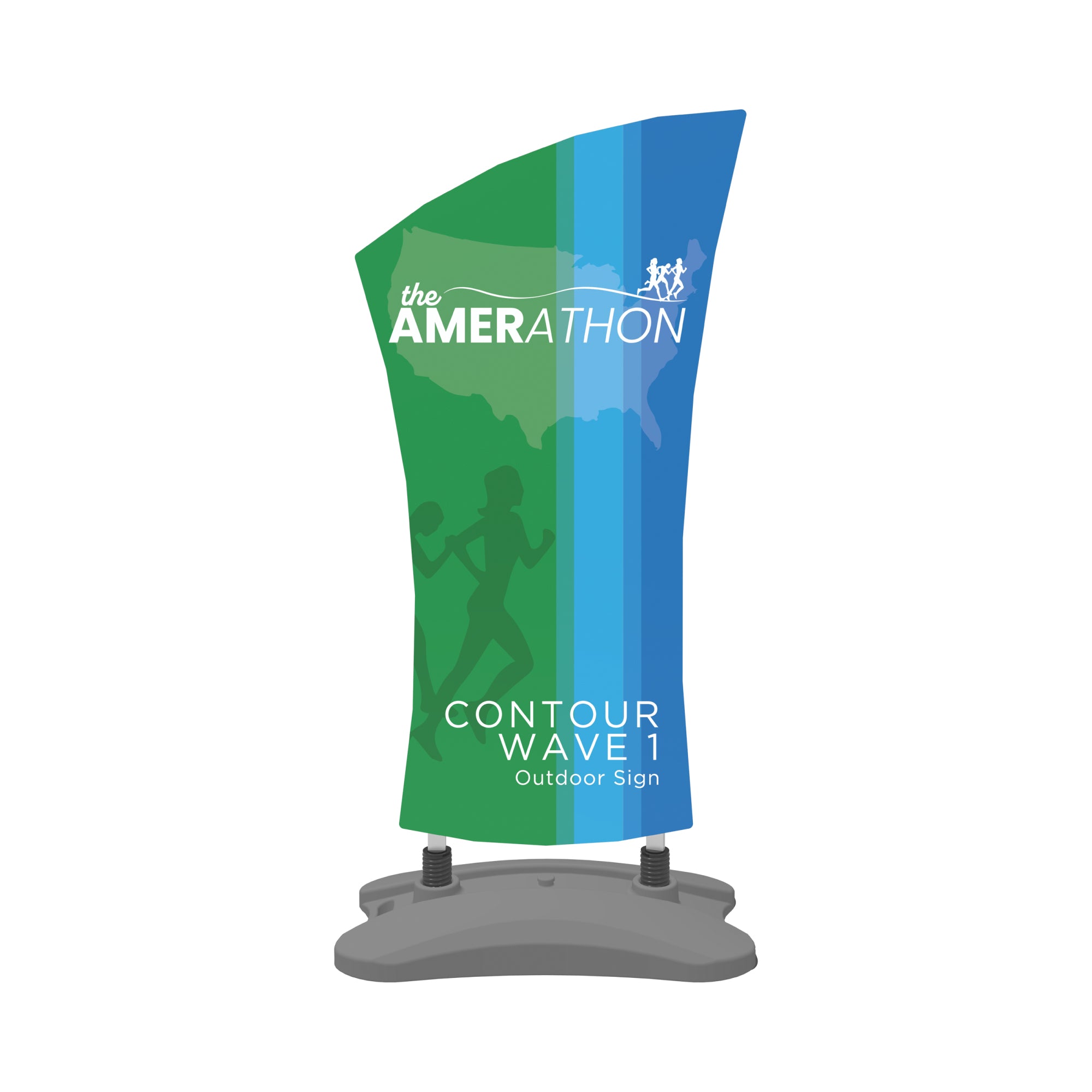 Contour Wave 1 outdoor sign with running event branding for trade shows and exhibitions