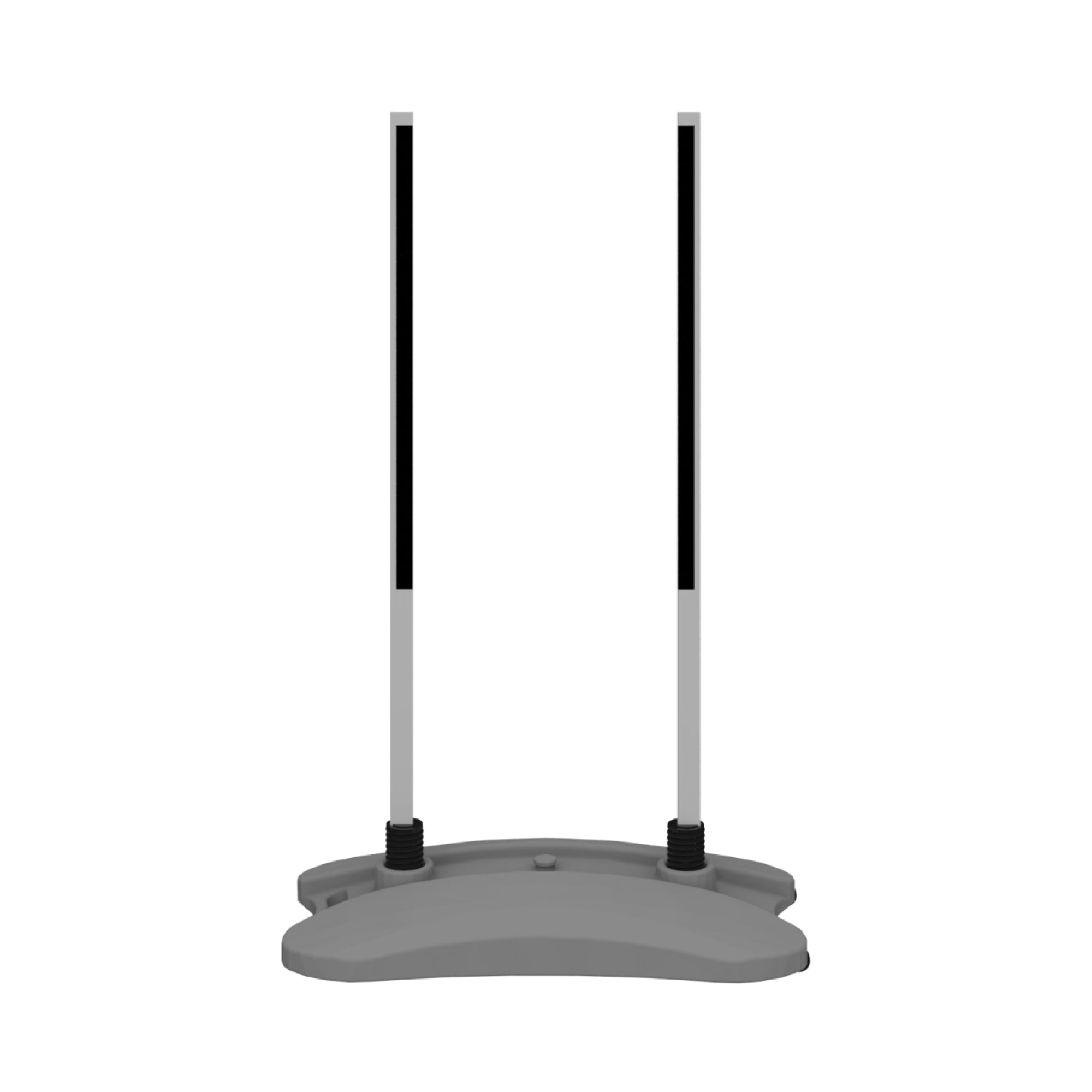 Trade show display base with two vertical support poles for exhibitions and events