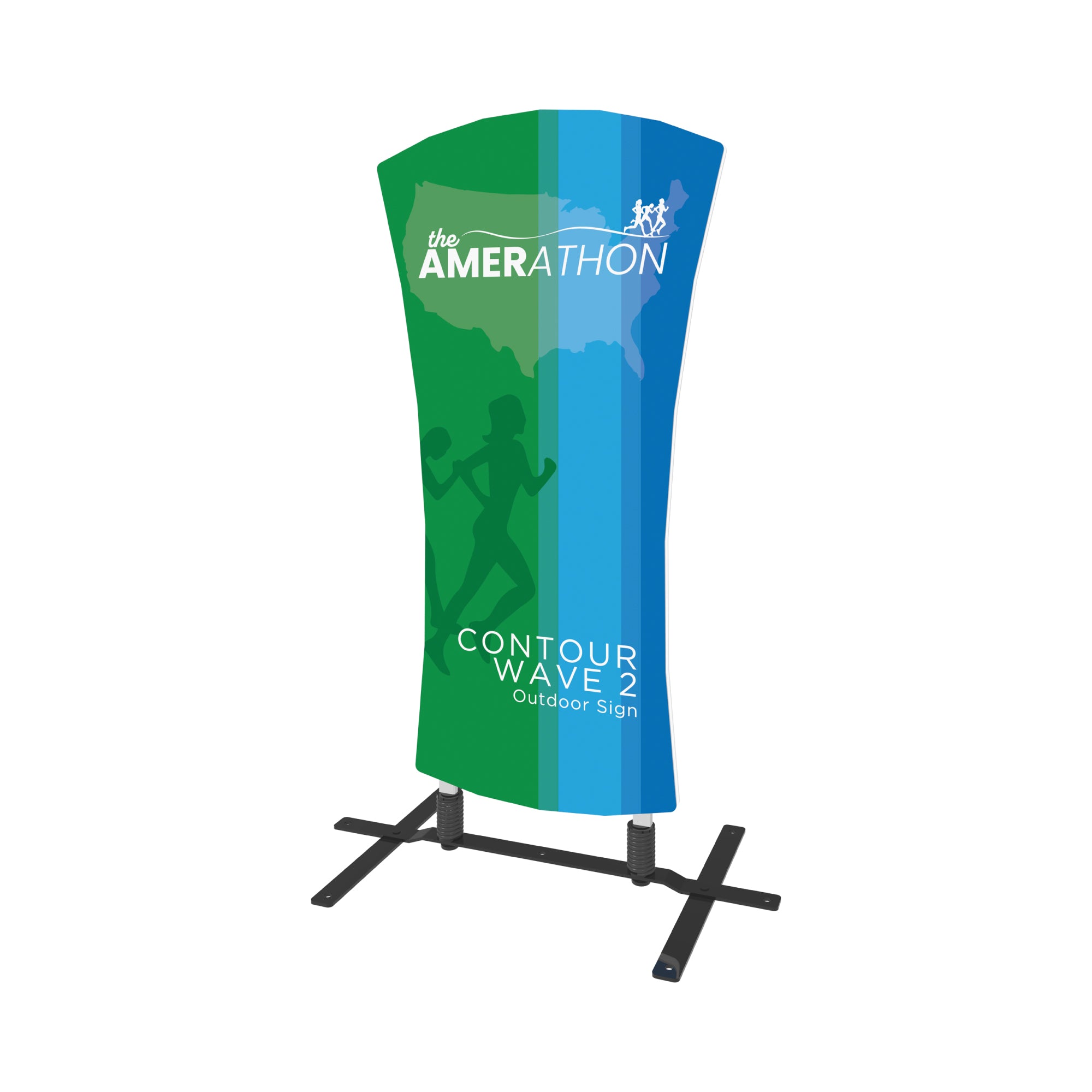 Contour Wave 2 outdoor sign with curved graphic panel and sturdy base for trade shows and events