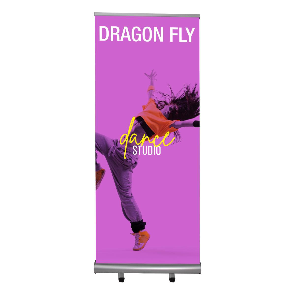 Double-sided banner stand featuring dynamic dance studio promotion for trade shows and exhibitions