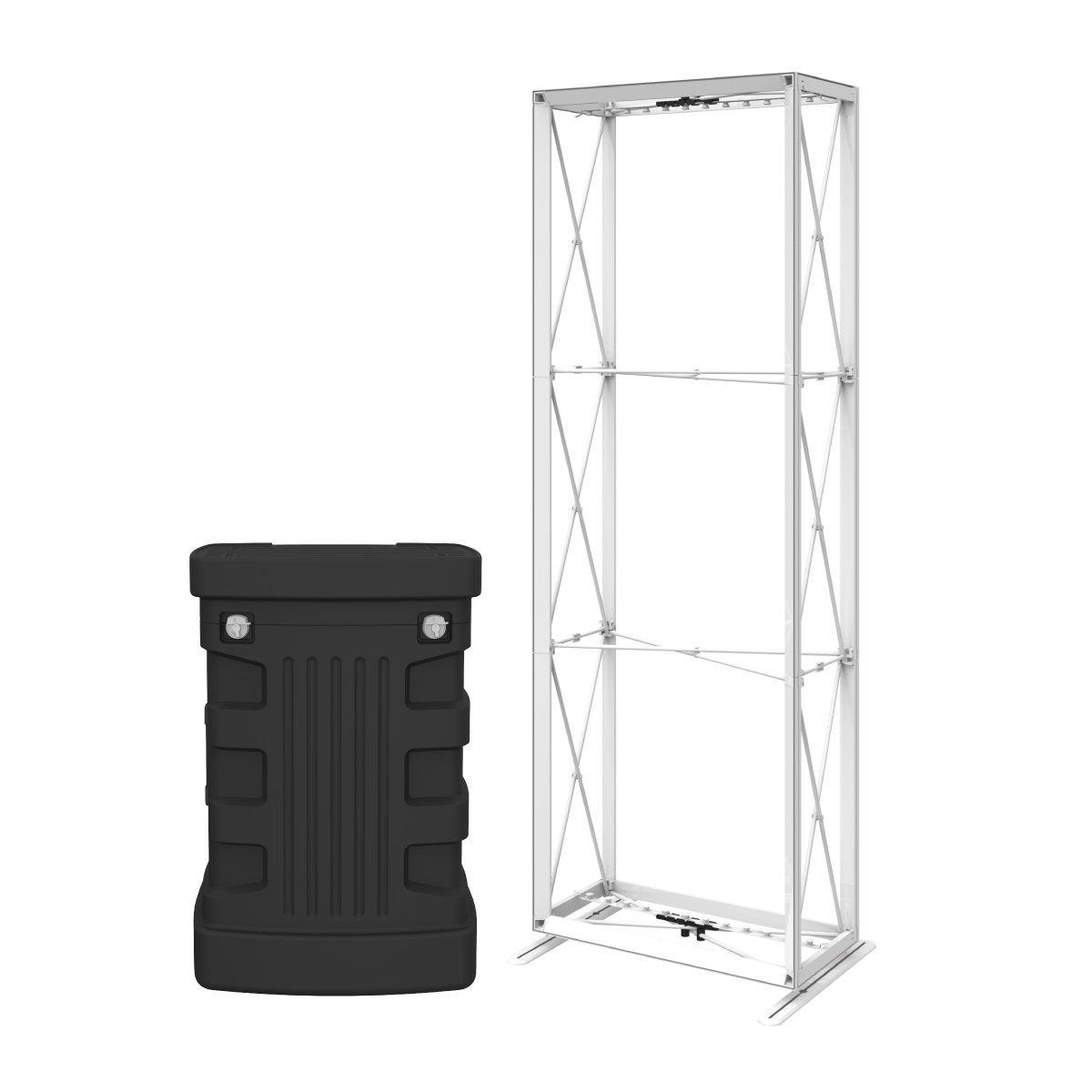 Portable trade show display frame with carrying case, ideal for exhibitions and events