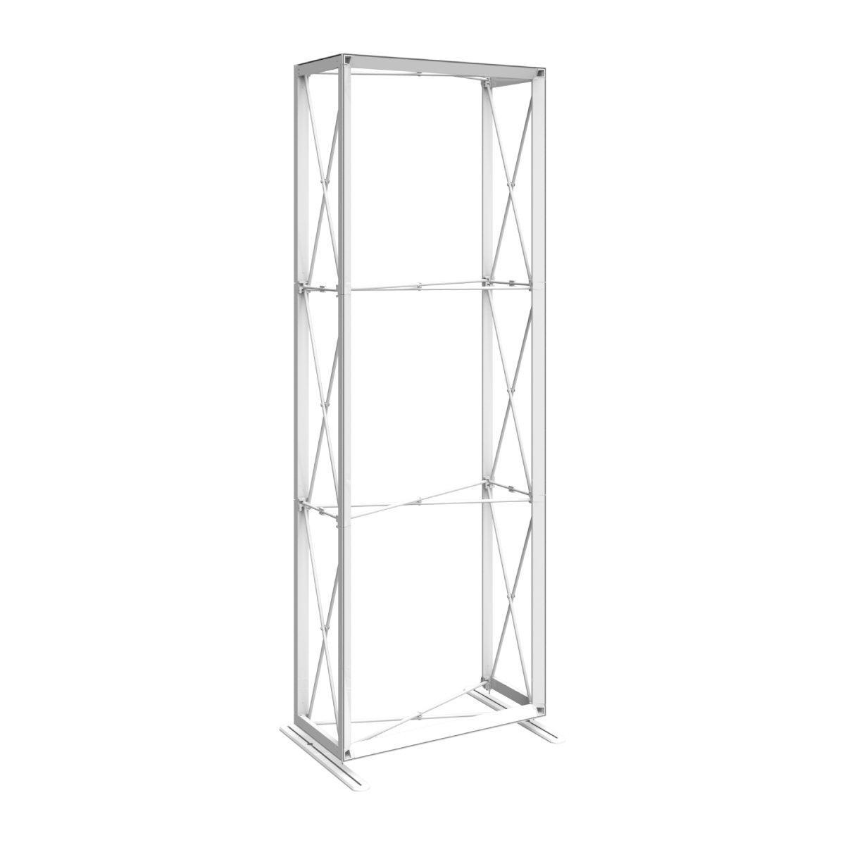 Portable collapsible trade show display frame with cross-bracing for exhibitions and events
