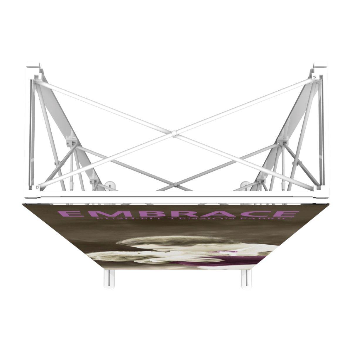 Compact pop-up display frame for trade shows and exhibitions with fabric graphic attachment