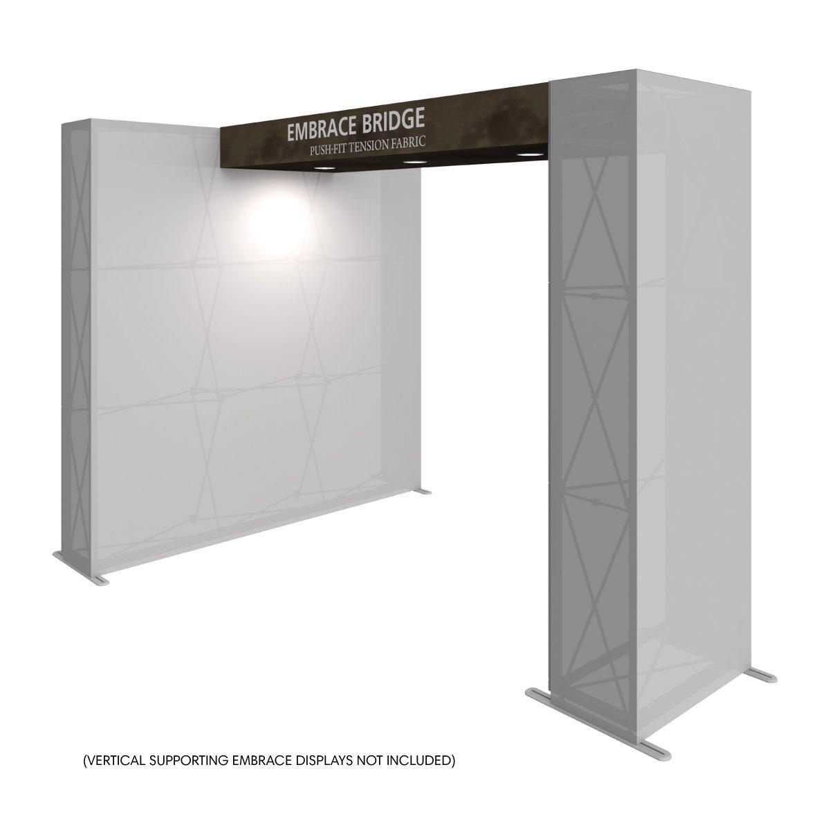 Trade show archway frame with push-fit tension fabric header for exhibitions and events