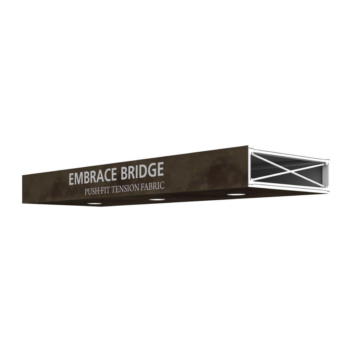 Embrace Bridge tension fabric overhead signage frame for trade show exhibits and special events