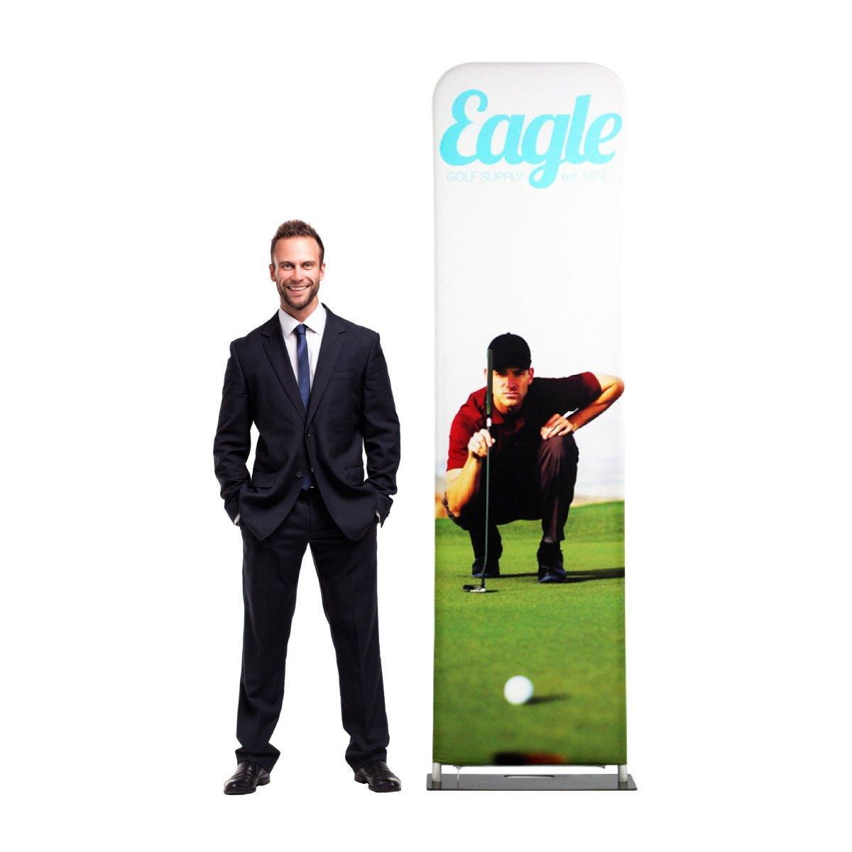 portable fabric display with golf-themed graphic for trade show and special event marketing
