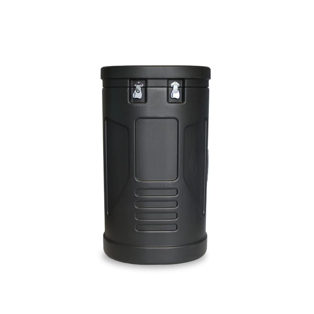 Durable hard shipping case for trade shows and exhibitions with secure latch closures