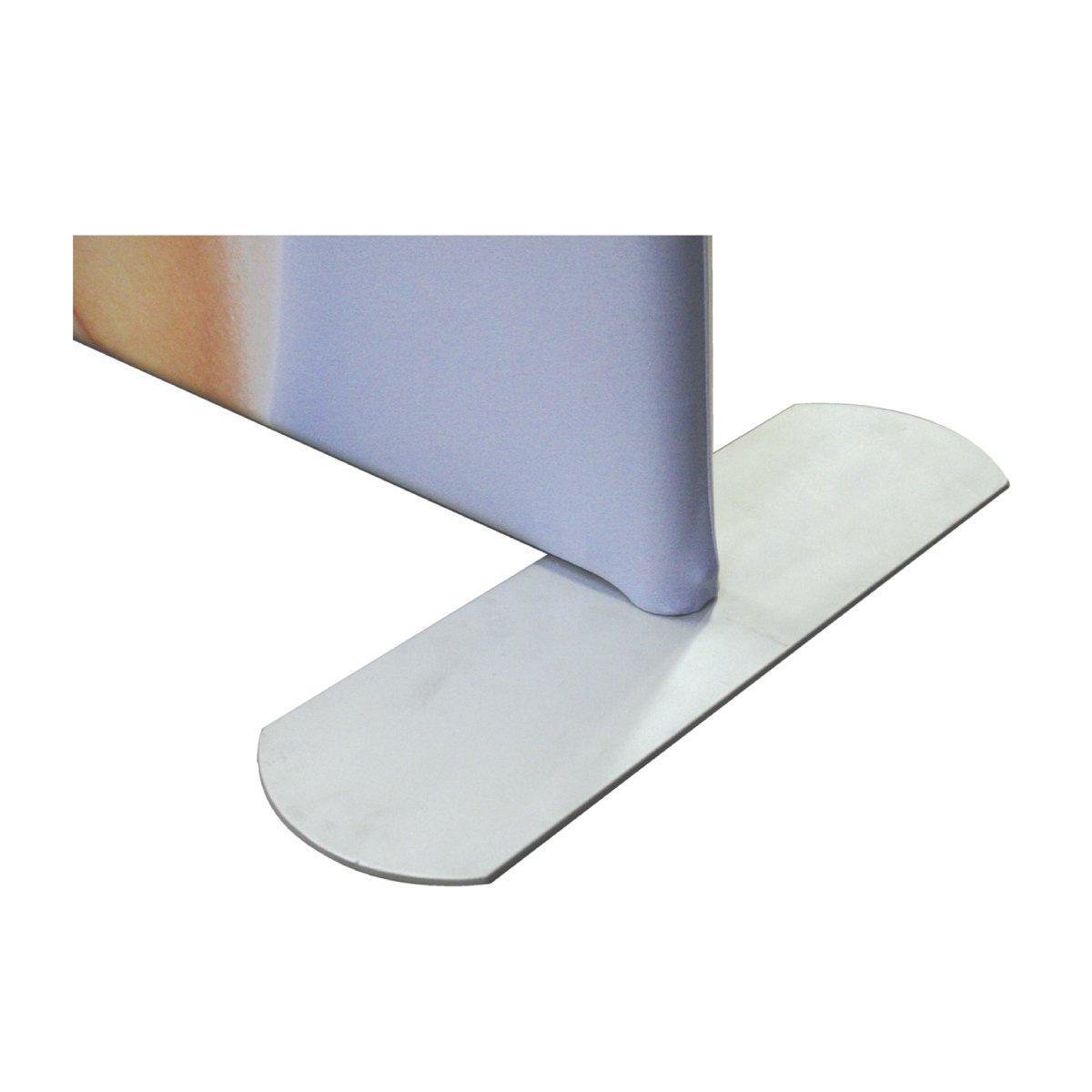 Close-up of straight fabric trade show display base for exhibitions and special events