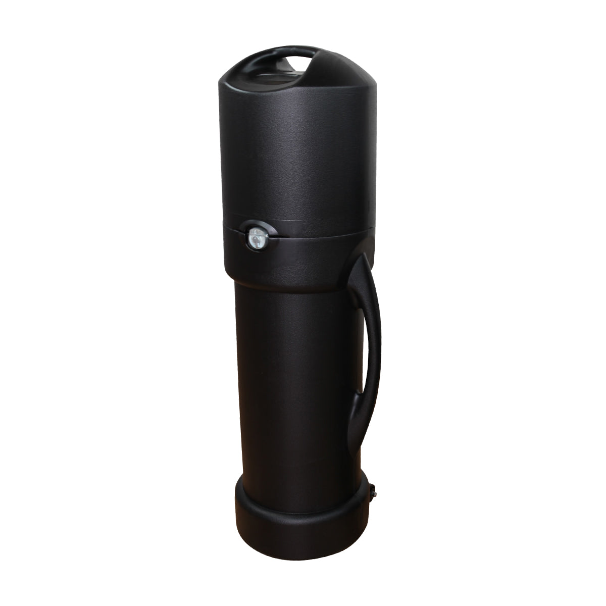 Portable cylindrical display case with handle for trade shows and special events