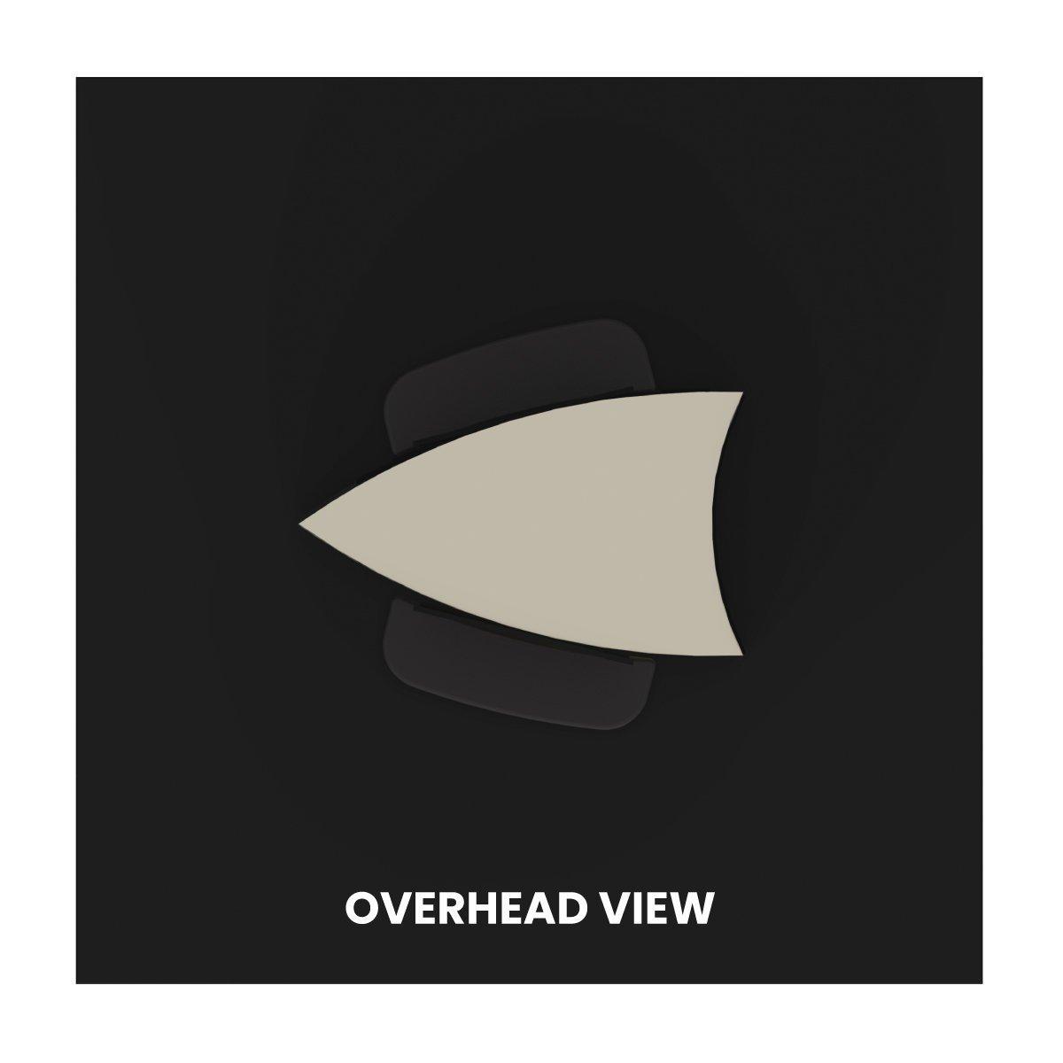 Overhead view of a trade show display tower with curved fabric graphics for exhibitions and special events