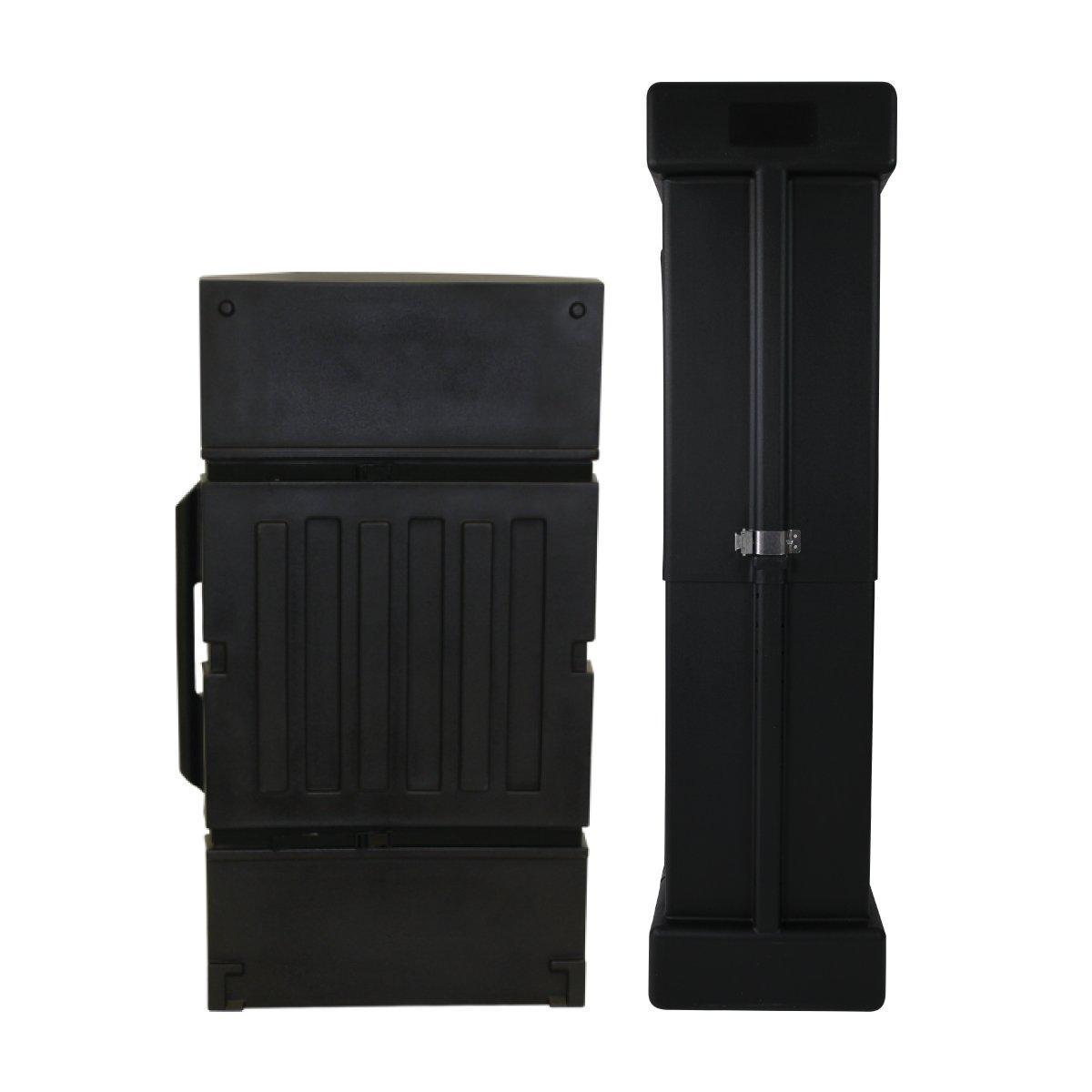 Compact modular display tower components designed for trade shows and exhibition setups