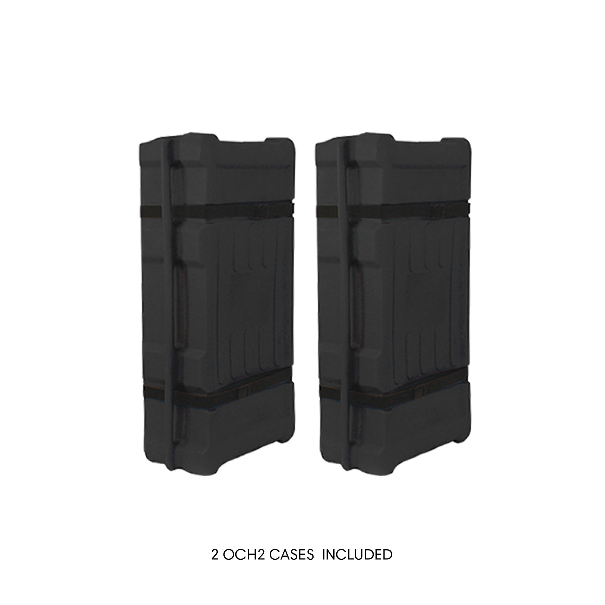 Two protective cases designed for trade shows and exhibitions equipment transport