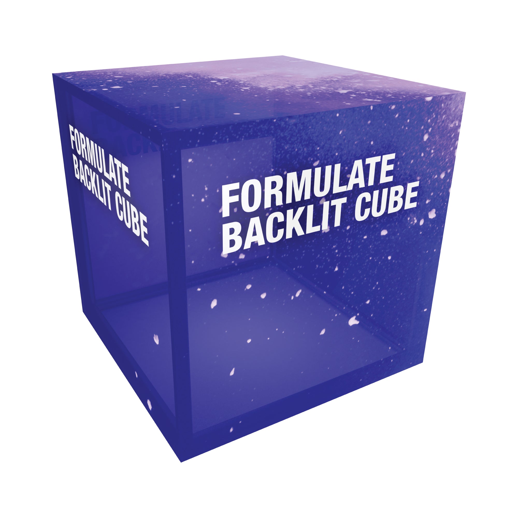 Formulate backlit cube for trade shows, exhibitions, and special event displays
