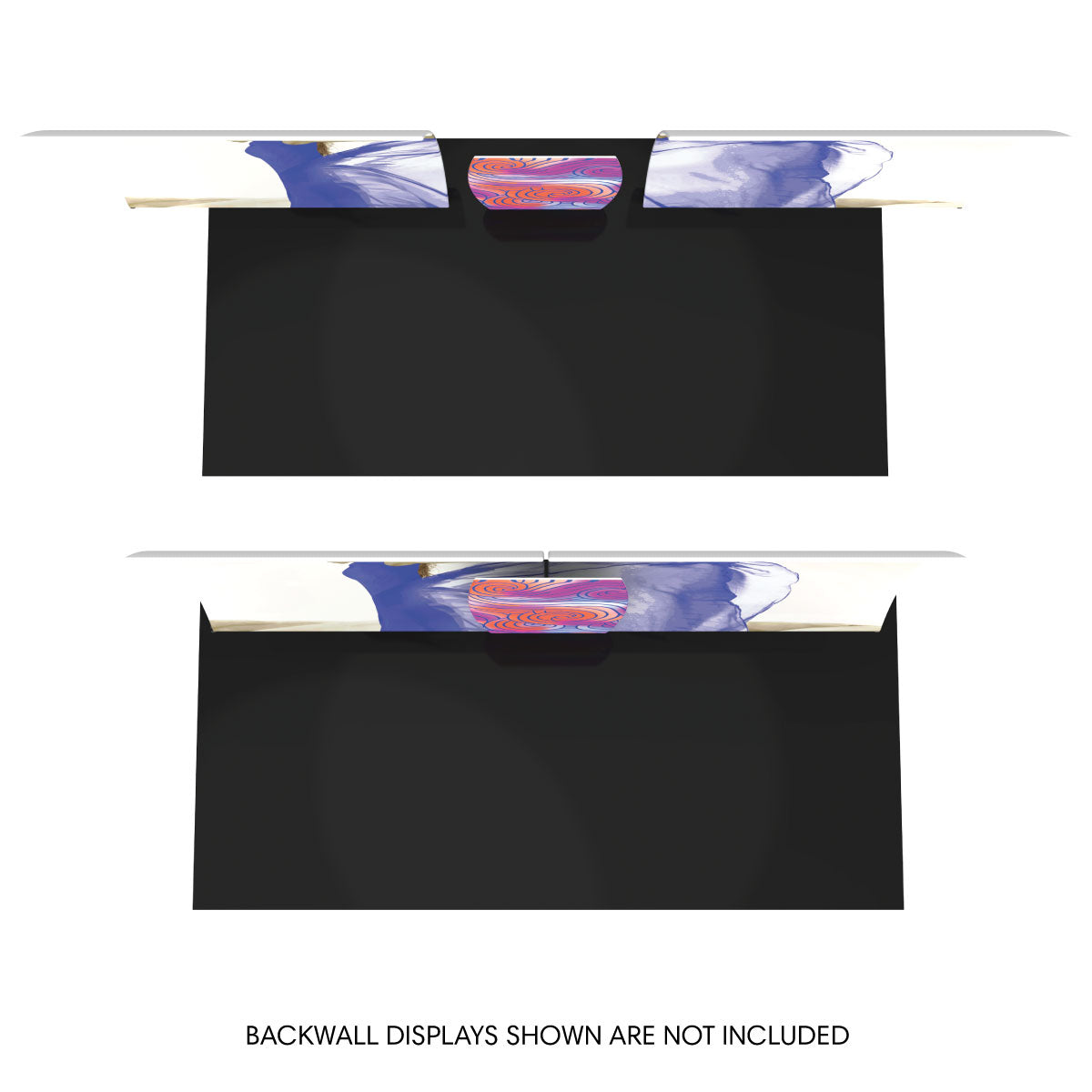 Trade show backwall connector for modular exhibition displays with graphic panels