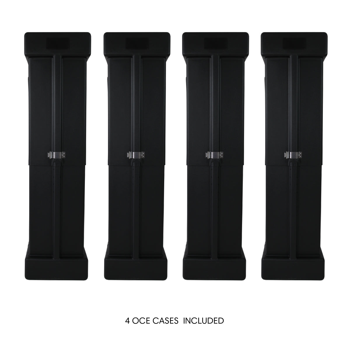 Set of four durable carrying cases designed for trade shows and special event transport