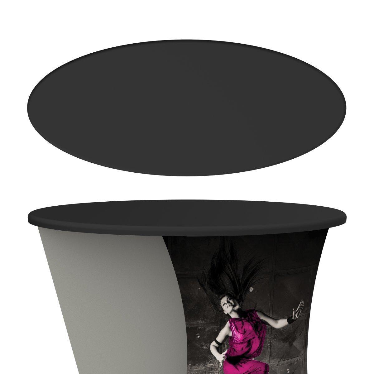 Custom curved trade show counter with graphic print display for exhibitions and special events