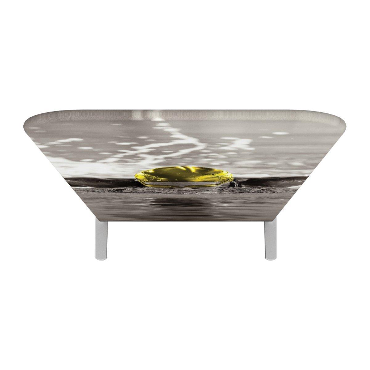 Custom branded table with vivid water splash graphic for trade shows and exhibitions