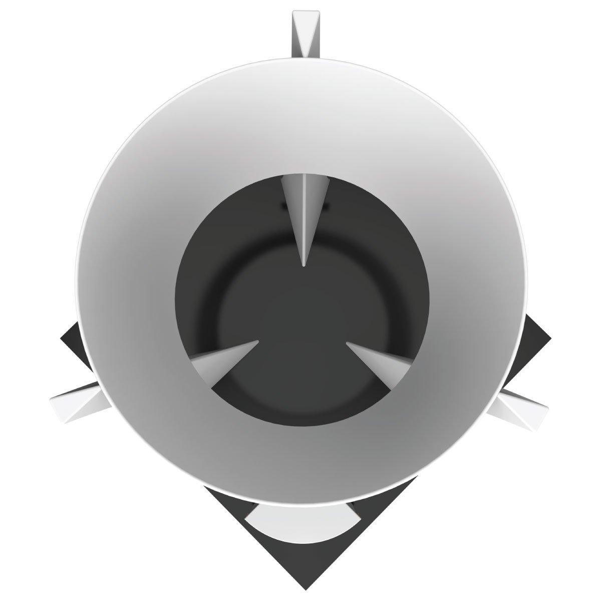 Top view of modular trade show island booth kit with curved counters and display panels