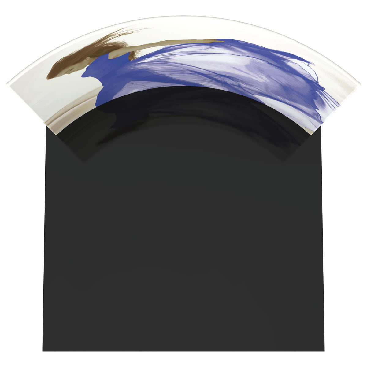 Curved 10ft trade show display with fabric graphic featuring abstract design for exhibitions and events