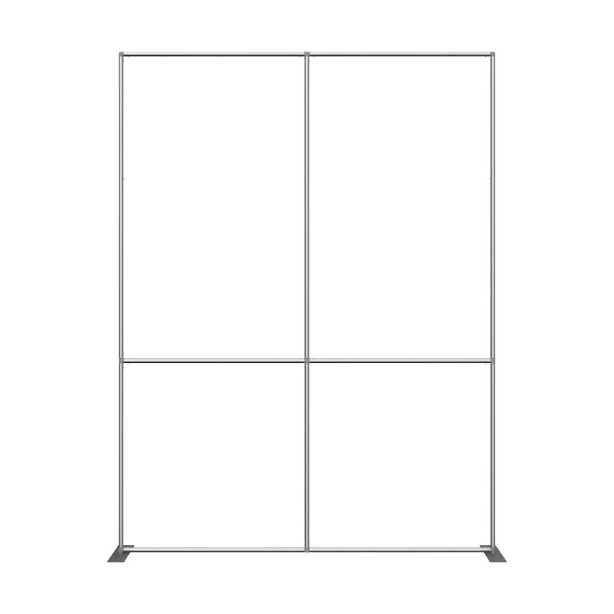 Large freestanding trade show display frame with four sections for exhibition graphics