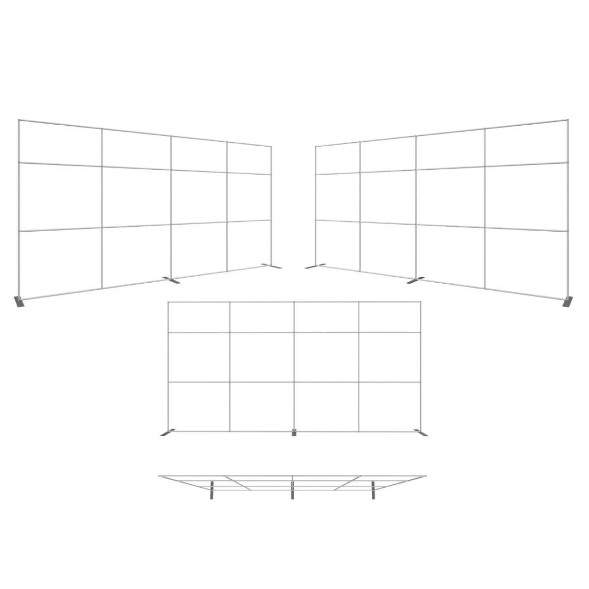 Modular metal frame display system suitable for trade shows, exhibitions, and special events