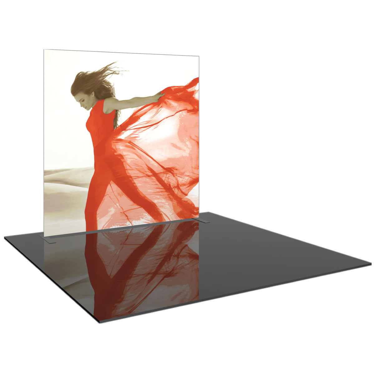 Straight fabric display backdrop with vibrant graphic for trade shows and exhibitions