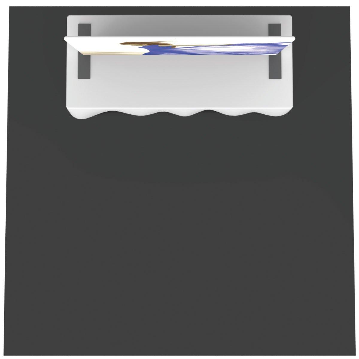 Overhead view of a tabletop display booth setup for trade shows and exhibitions on dark flooring