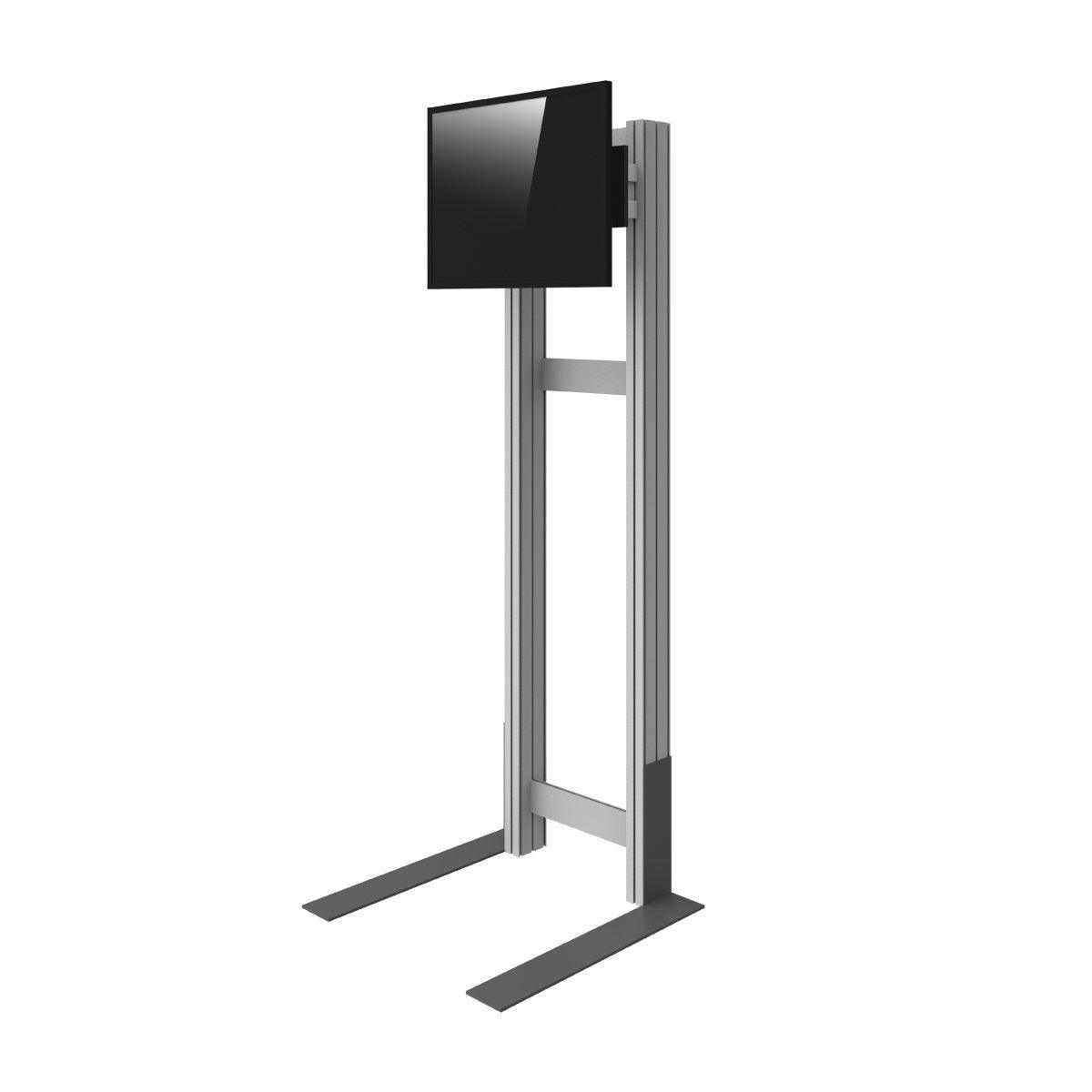 Freestanding media kiosk with mounted display screen for trade shows and exhibitions