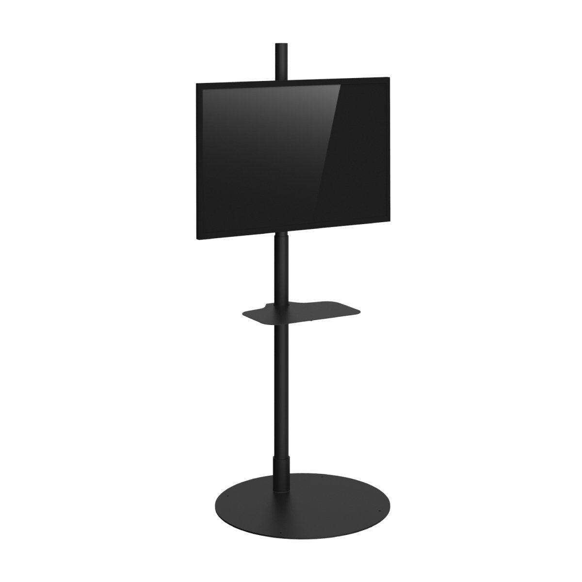 Freestanding portable monitor kiosk with shelf for trade shows and special events