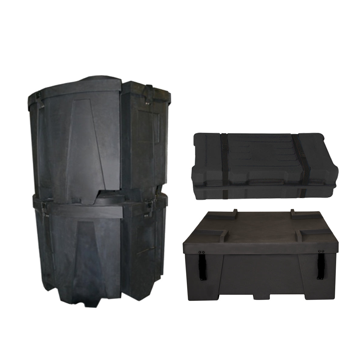Stackable protective transport cases for trade shows, exhibitions, and special event equipment