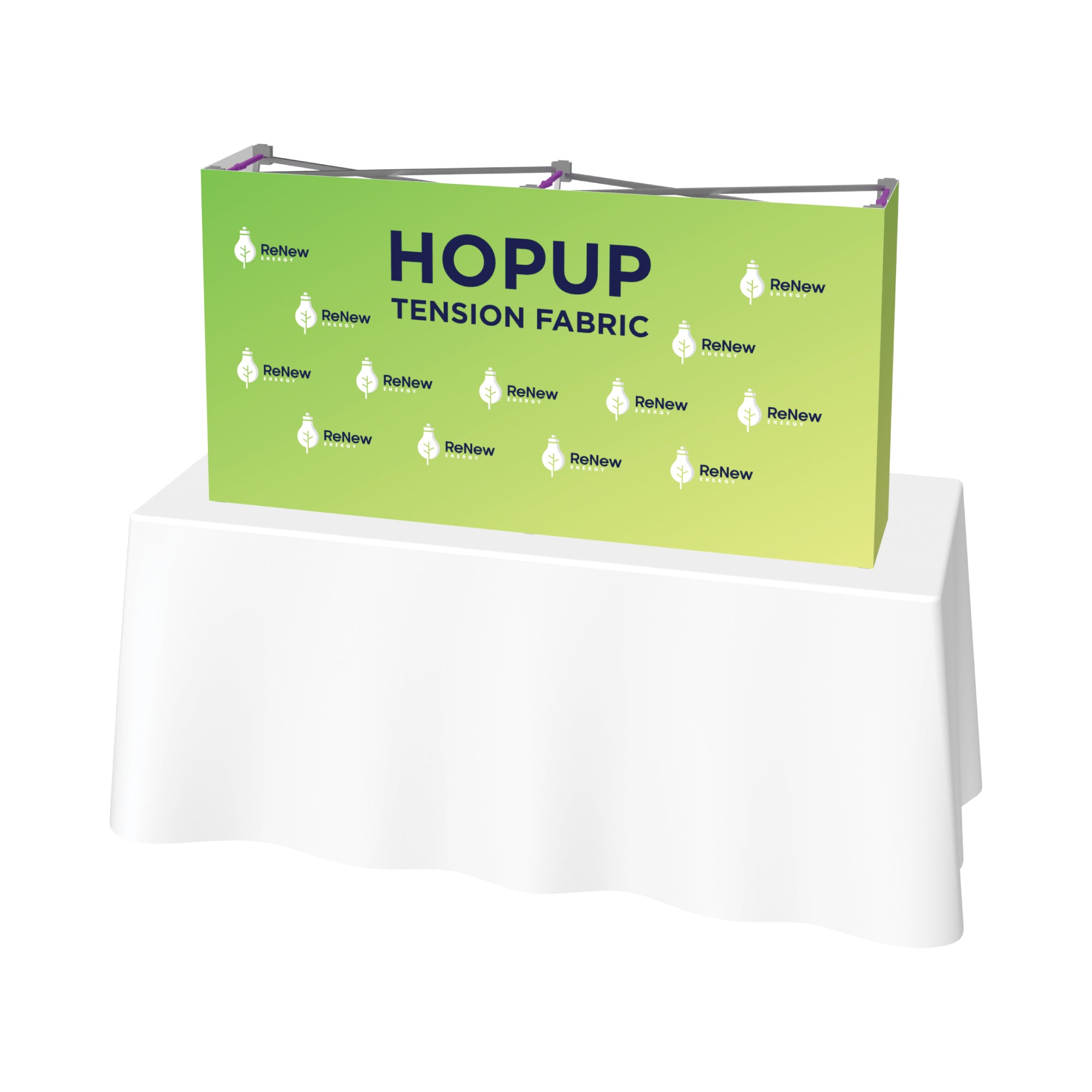 Hopup tension fabric trade show display on table showcase for exhibitions and events