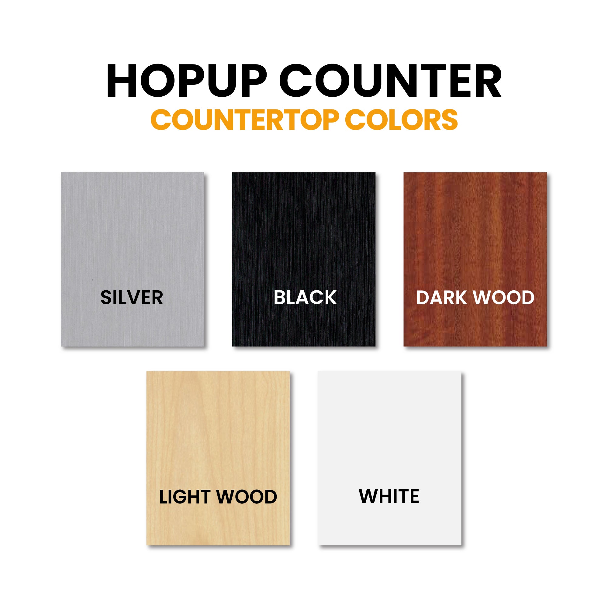 Countertop material samples for popup counters used in trade shows and exhibitions