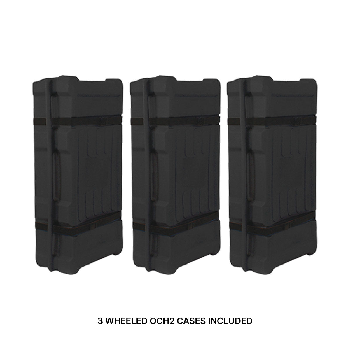 Three durable wheeled cases for easy transport of modular displays at trade shows and exhibitions