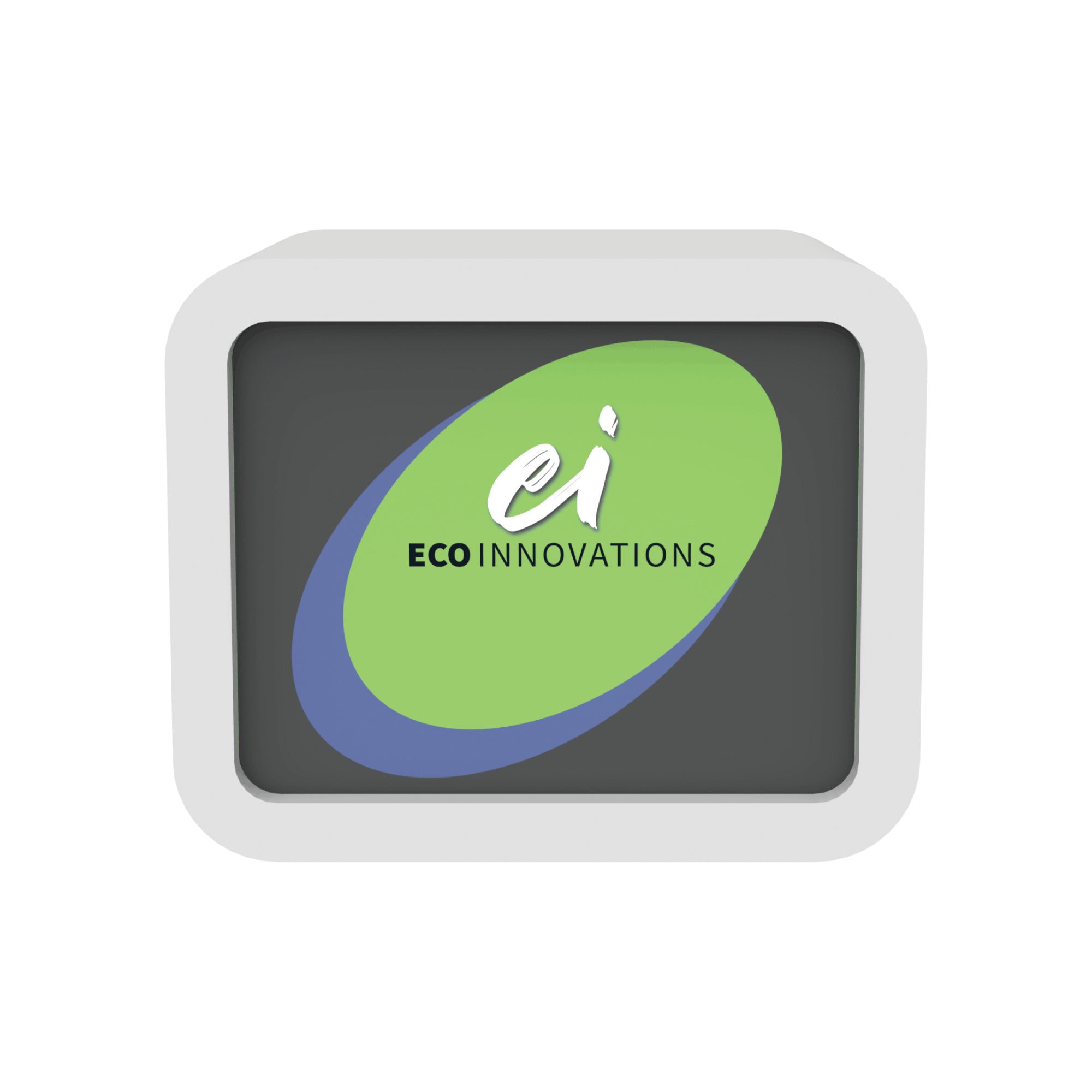 Modular trade show counter with Eco Innovations logo, ideal for exhibitions and special events