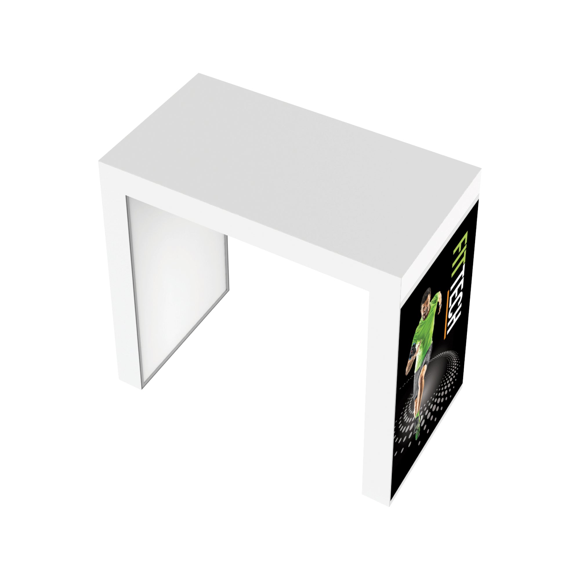 Modular promotional counter with graphic panel for trade shows and exhibitions